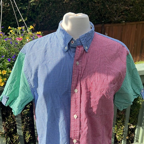 Stafford Prep men’s button down shirt cotton checked red green white L - Picture 2 of 11